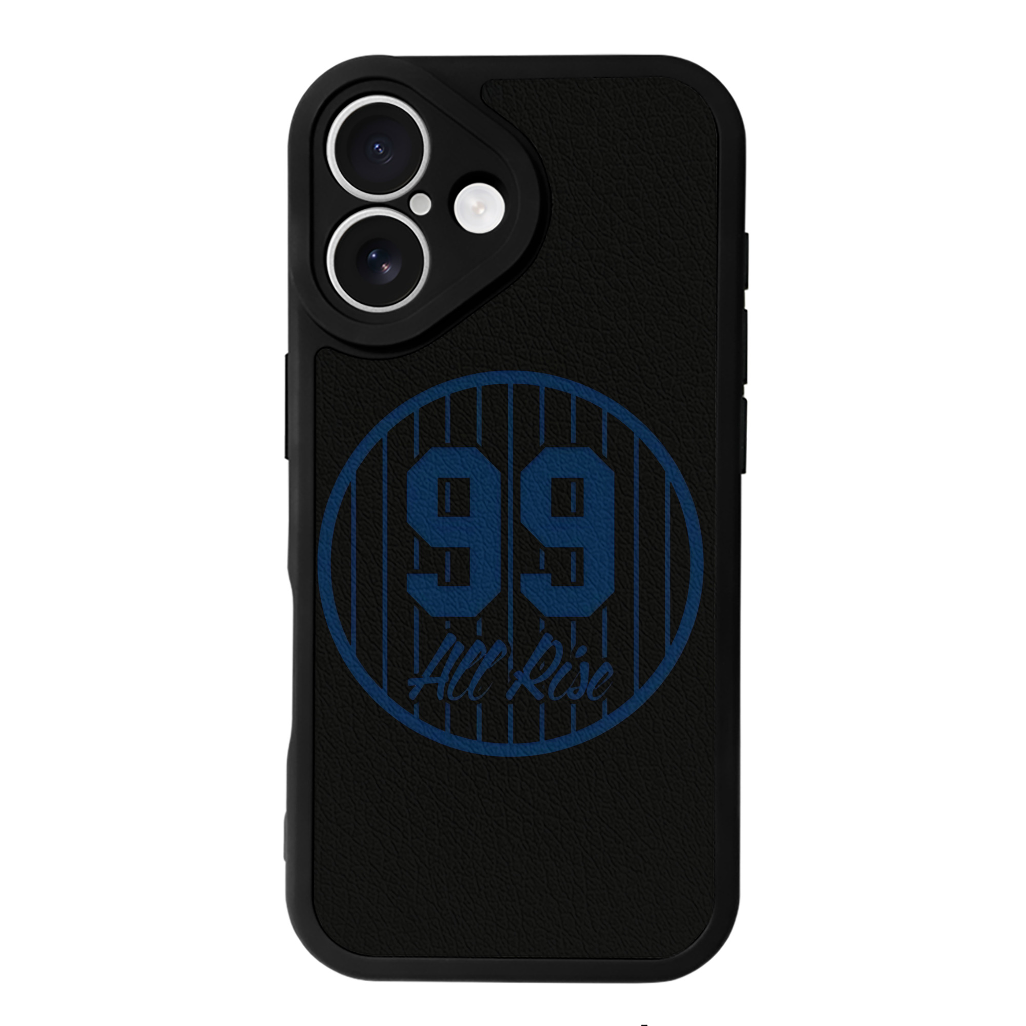 All Rice 99 Aaron Judge Pinstripe Number IPhone 16 Silicone Leather Case – UV Print, Lambskin Texture – Perfect Fit, Wireless Charging Compatible, Scratch Resistant, Precise Cutouts – Stylish Protection For IPhone 16